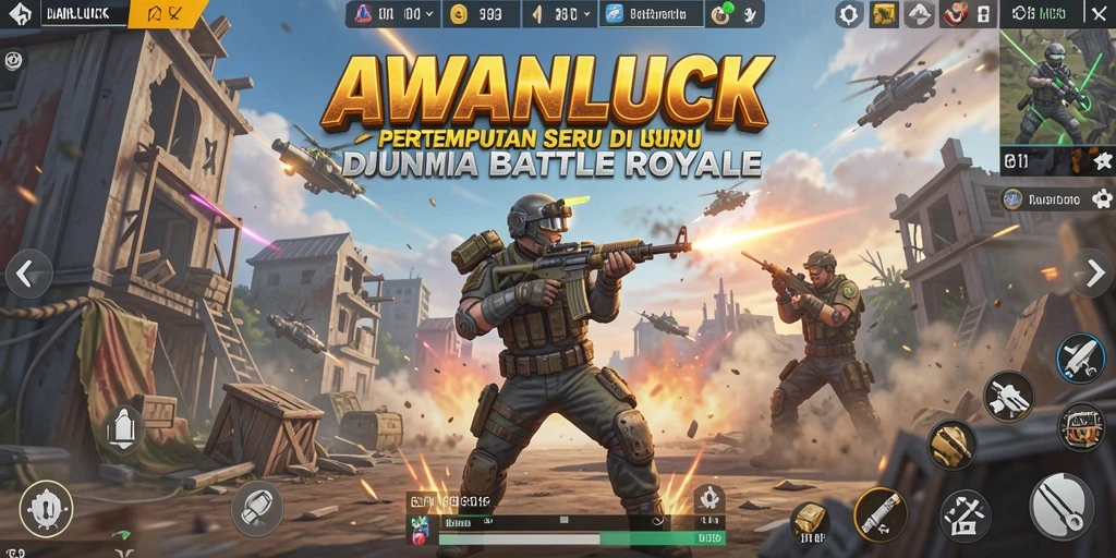 Tampilan gameplay seru AWANLUCK dalam pertarungan Battle Royale.
