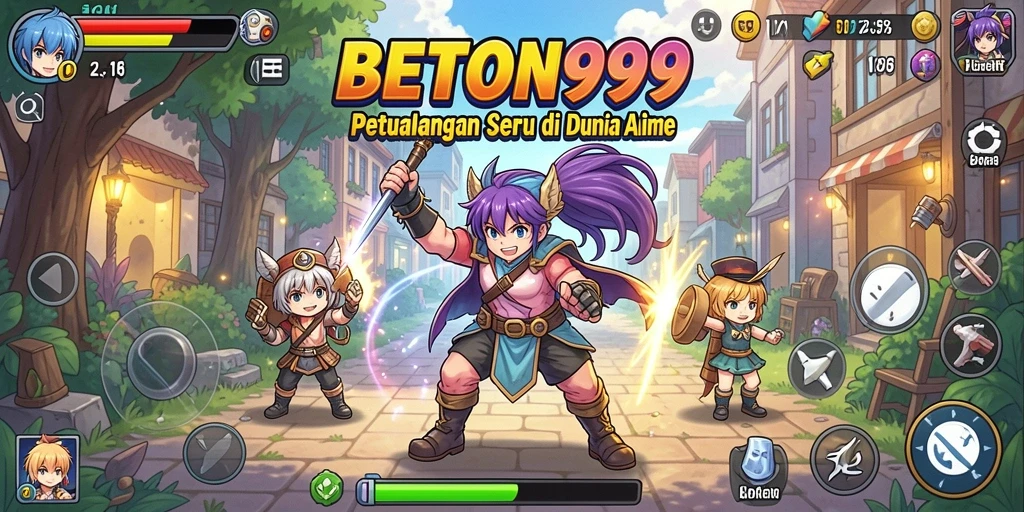 Gameplay BETON999 dengan karakter Anime yang beraksi di dunia yang penuh petualangan.