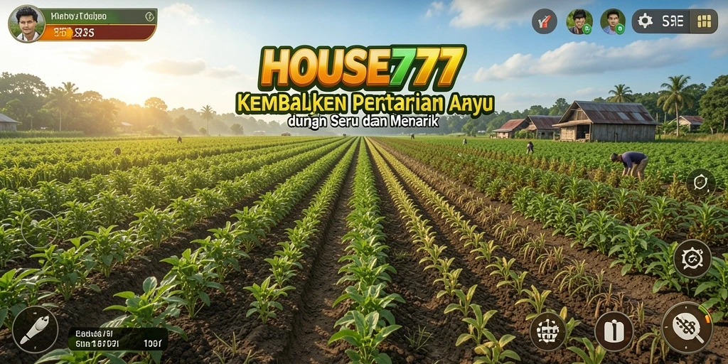 Screenshot menunjukkan gameplay pertanian yang menarik dan berwarna-warni.