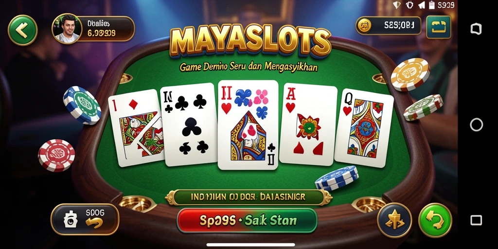 Tangkapan layar utama MAYASLOTS menunjukkan aksi permainan domino yang seru.