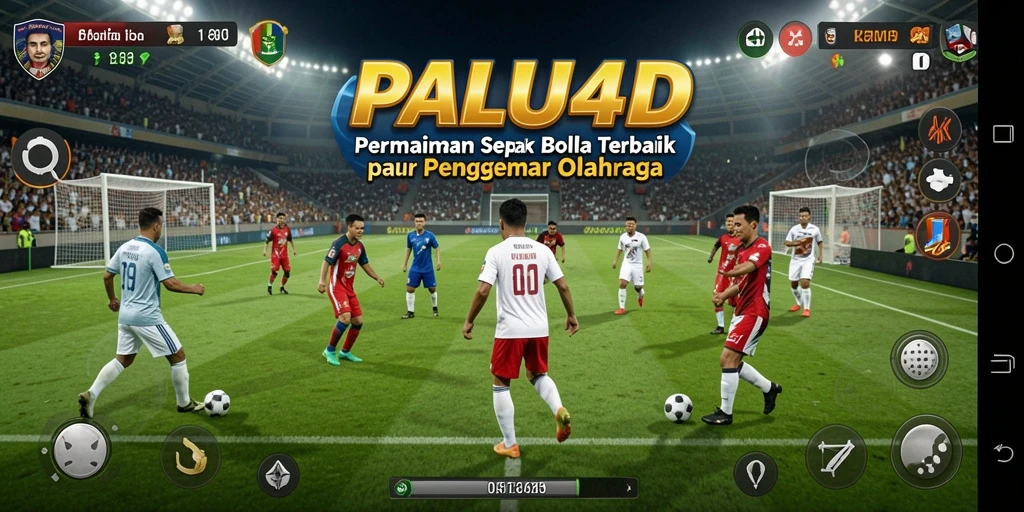 Tangkapan layar dari gameplay PALU4D yang menampilkan aksi sepak bola yang intens.